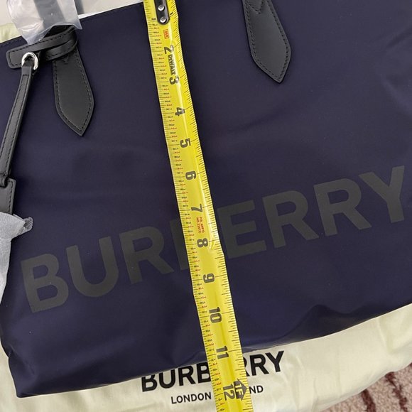 Burberry LL MD Nylon and Leather Tote Bag in BLUE, Made in Italy - Picture 12 of 14